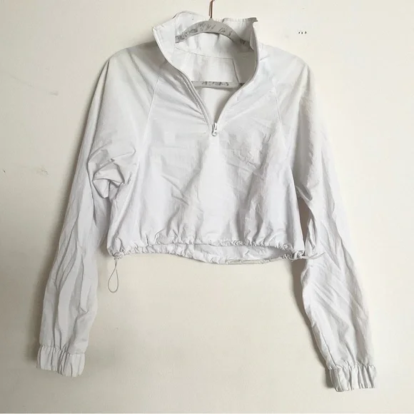 Alo Yoga Cropped 1/4 Zip Alumni Pullover White S - Picture 7 of 15